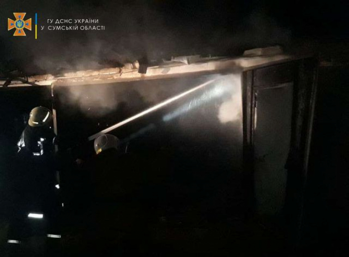 На Сумщині вогнеборці врятували чотири гаражі та автомобіль фото